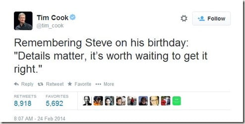 Tim Cook Steve Jobs birthday