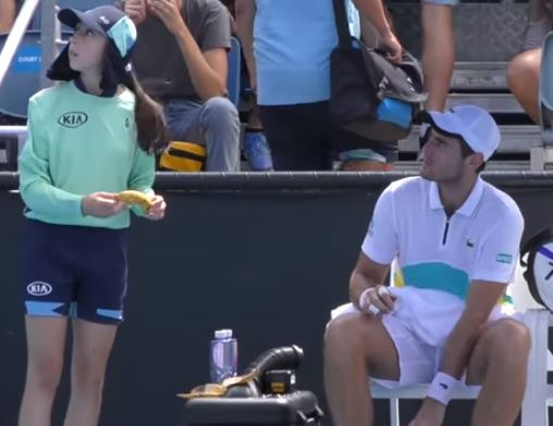 Elliot Benchetrit 1 - Elliot Benchetrit French Tennis Player asked ball girl to peel a Banana